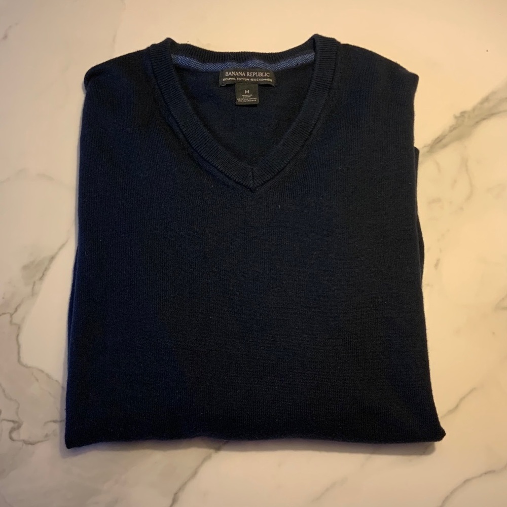 Banana Republic V-Neck Pima Cashmere Sweater EUC M